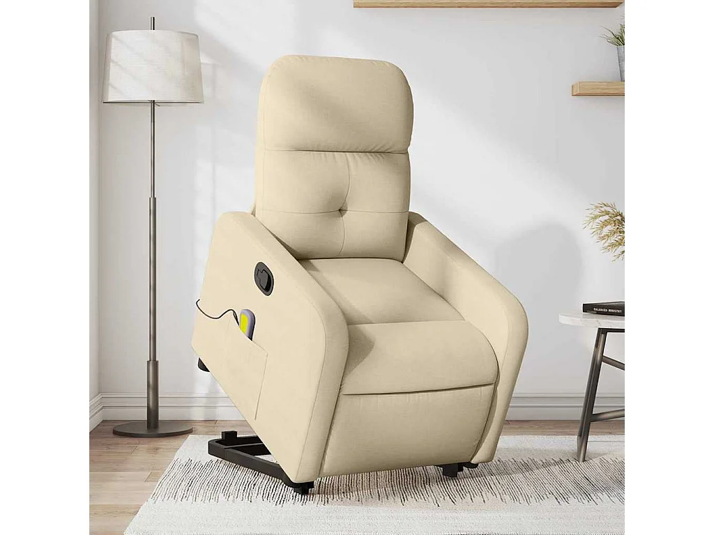 Silla de masaje reclinable de pie de tela color crema SHL7171