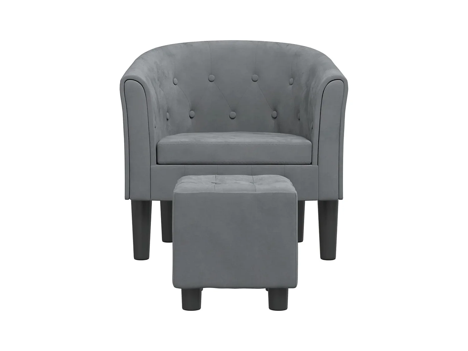 Sillón de salón | Silla de relax con taburete terciopelo gris oscuro SHL3554