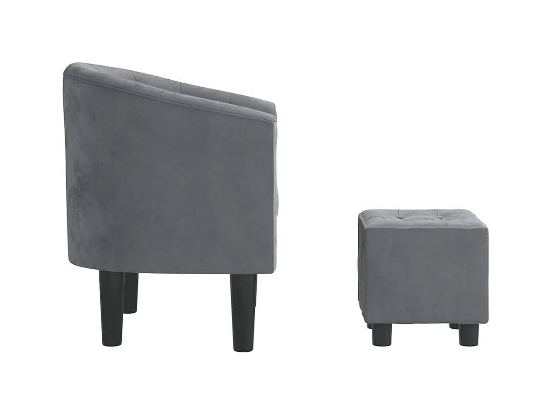 Sillón de salón | Silla de relax con taburete terciopelo gris oscuro SHL3554