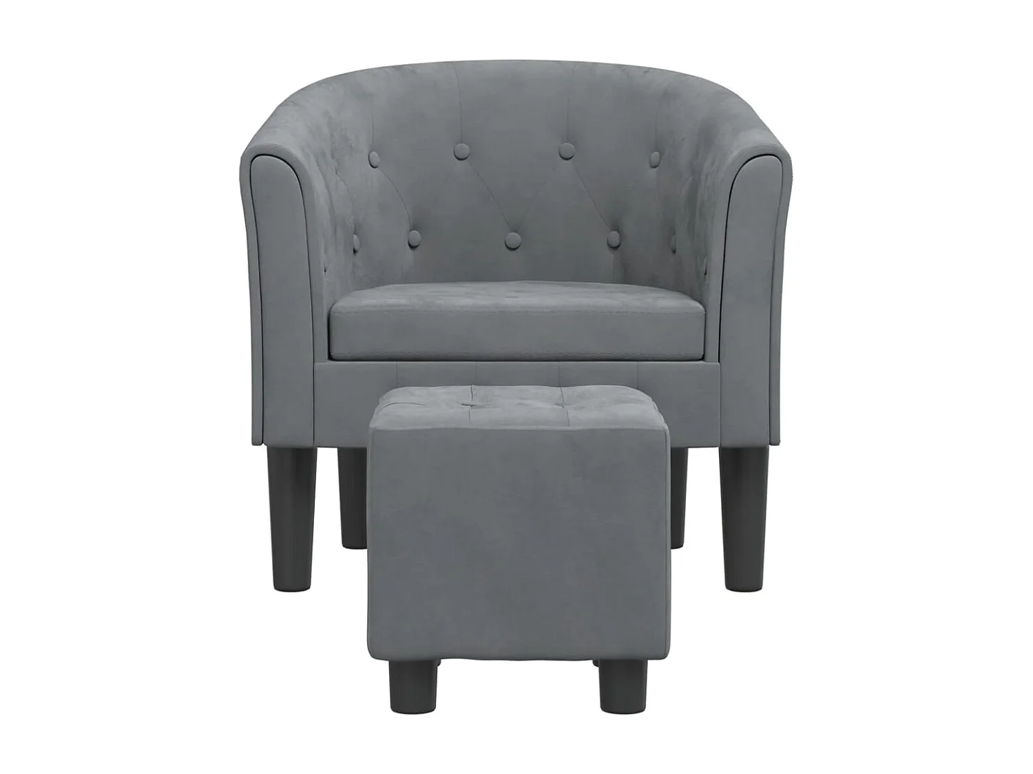 Clubsessel mit Fußhocker | Relaxsessel indoor Dunkelgrau Samt SHL4348