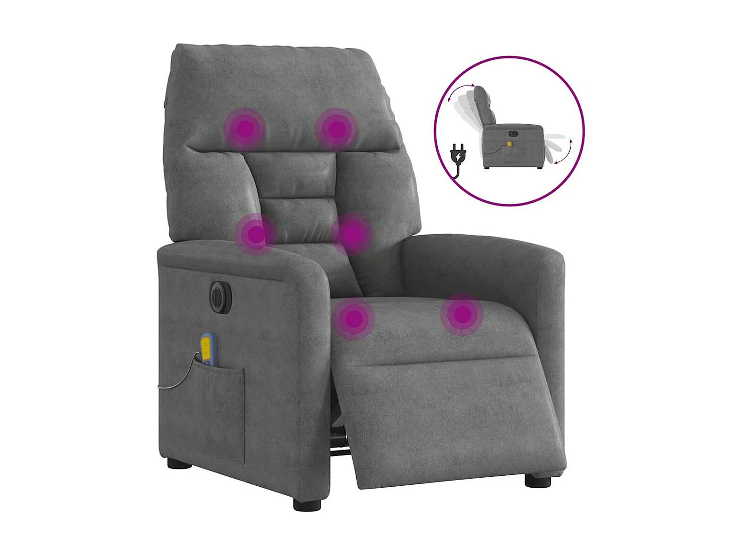Fauteuil inclinable électrique-Chaise de relax-Fauteuil de Massage gris foncé SHL5067