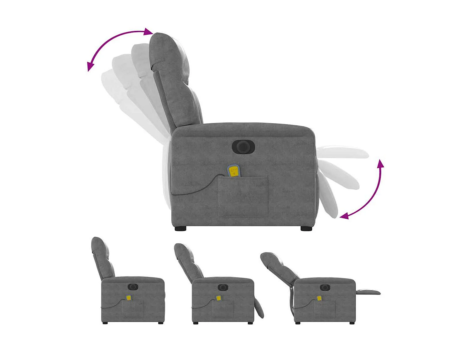 Fauteuil inclinable électrique-Chaise de relax-Fauteuil de Massage gris foncé SHL5067