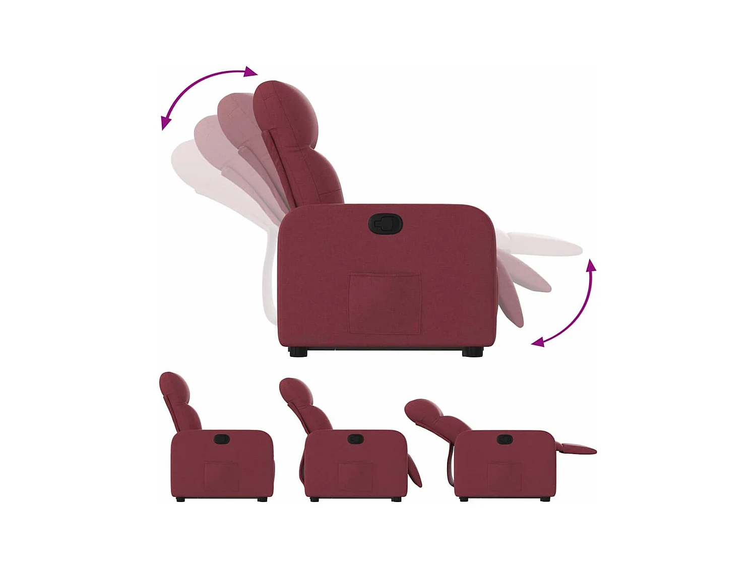 Sillón de relax | Silla | Sillón reclinable elevable tela rojo tinto SHL4806