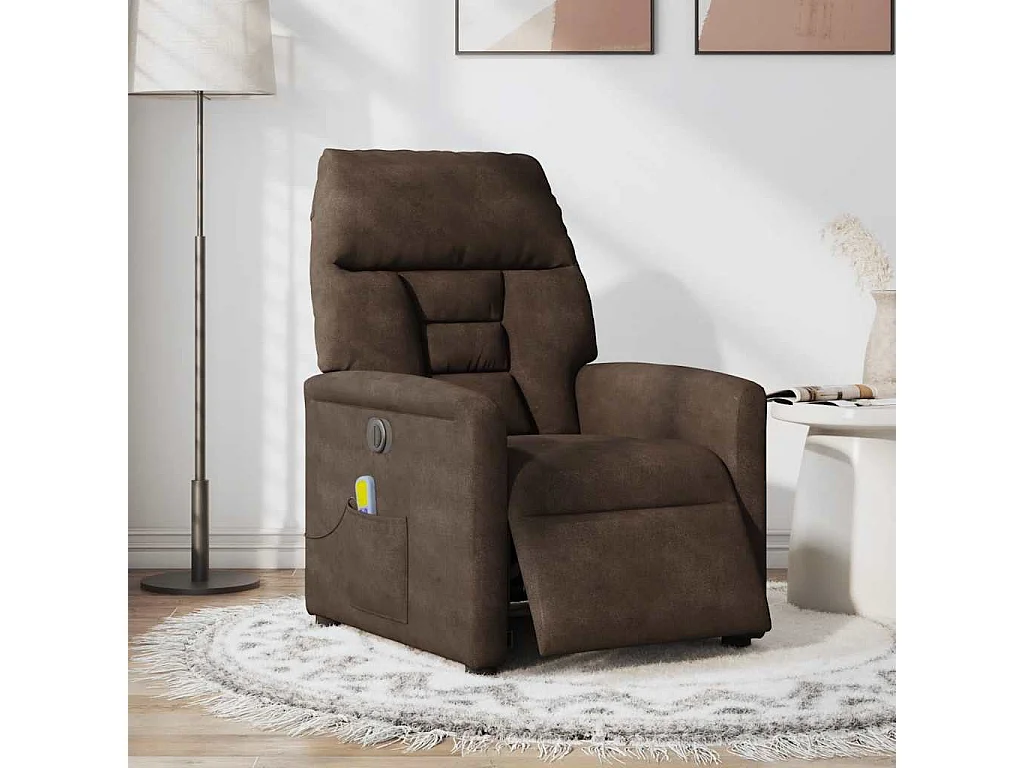 Poltrona de massagens reclinável elétrica microfibra castanho SHL932955