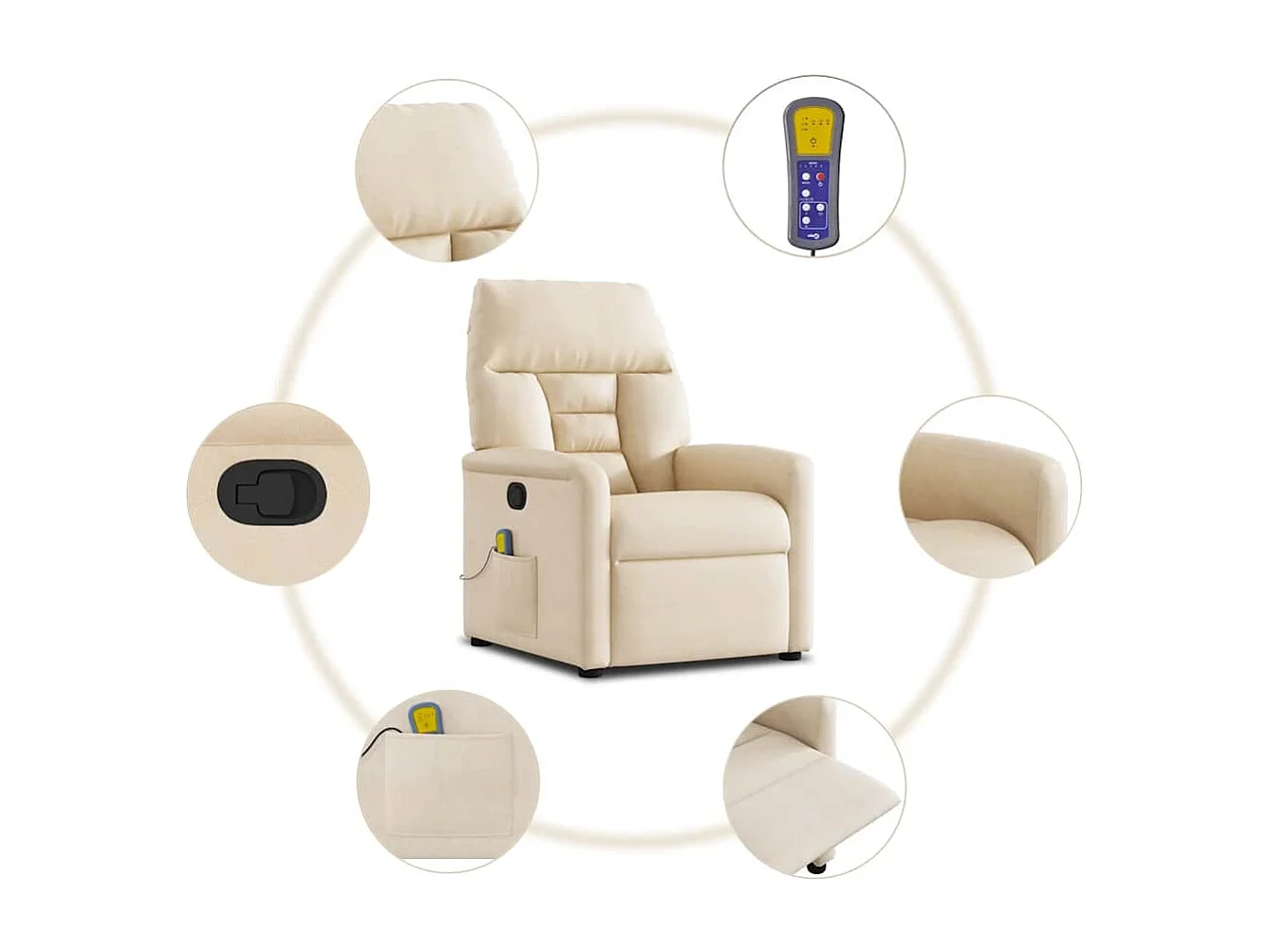 Fauteuil inclinable-Chaise de relax-Fauteuil de Massage beige tissu microfibre SHL3096