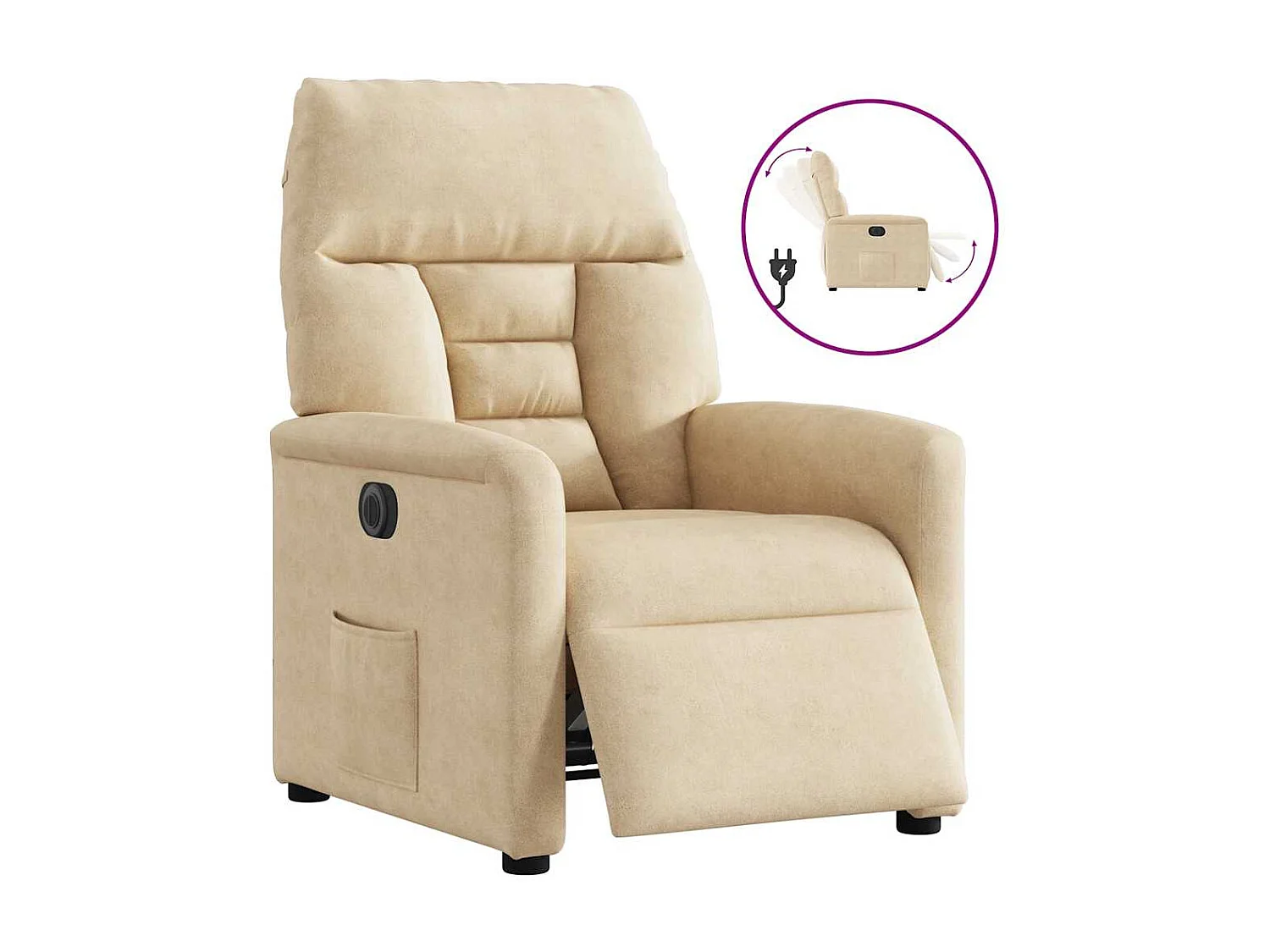 Poltrona Salotto | Sedia | Poltrona Reclinabile Elettrica Crema in Tessuto di Microfibra SHL6421