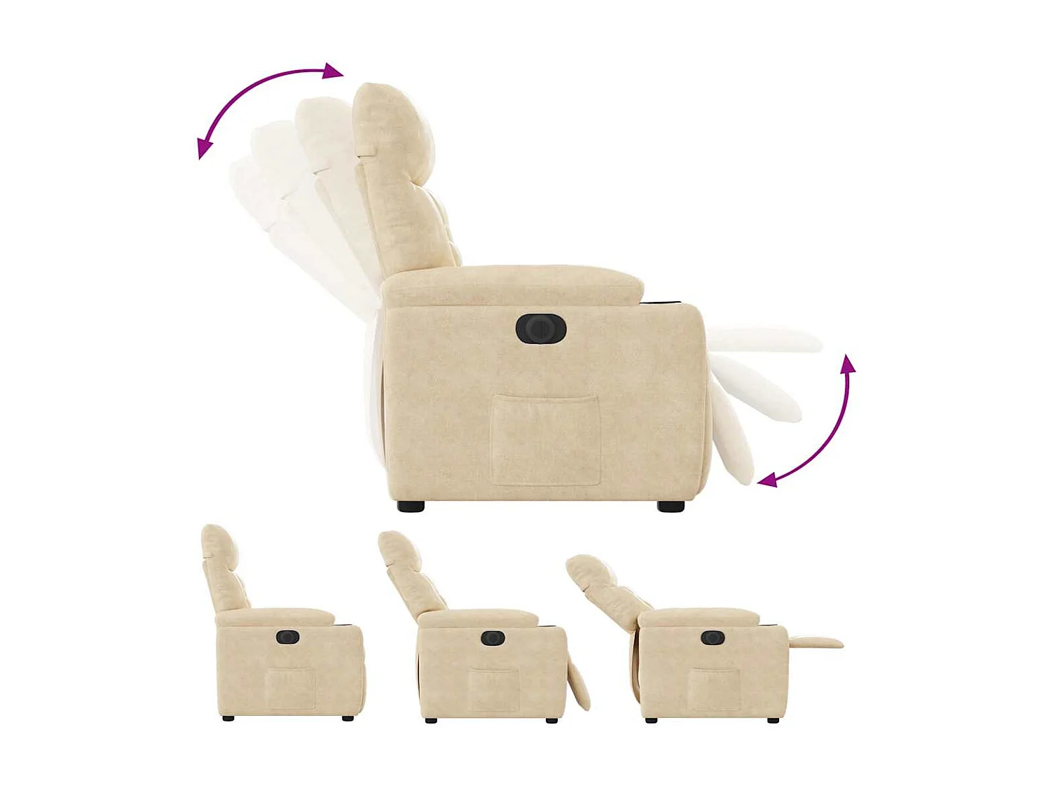 Poltrona Salotto | Sedia | Poltrona Reclinabile Elettrica Crema in Tessuto di Microfibra SHL6421