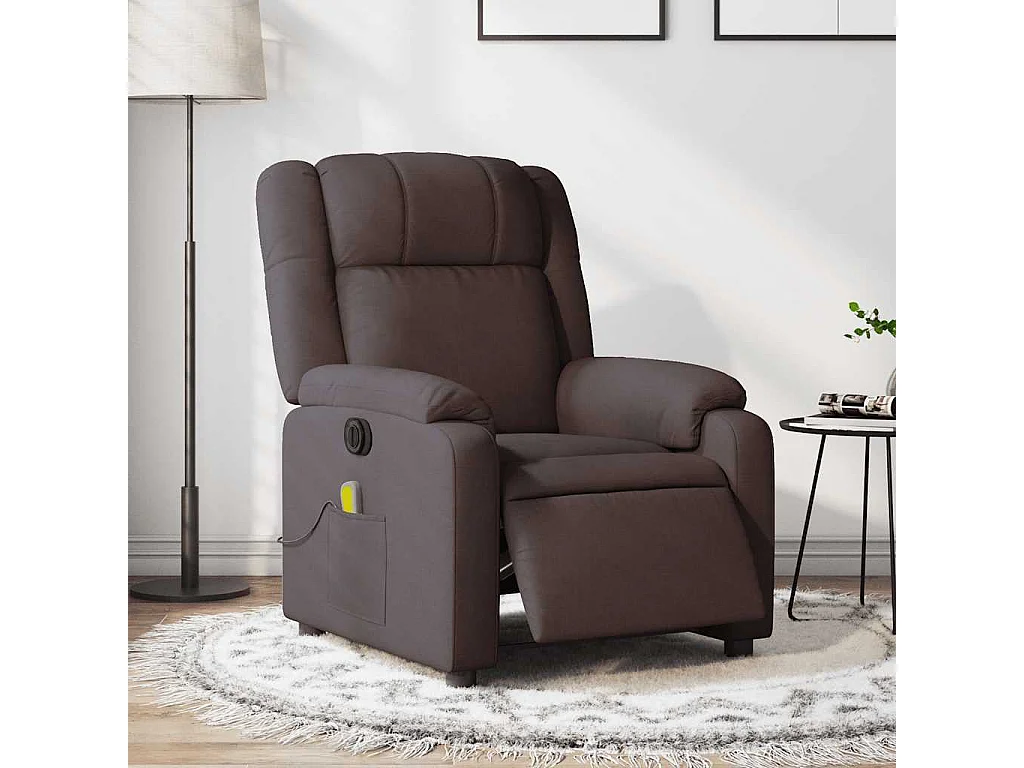 Fauteuil inclinable électrique-Fauteuil de massage de Salon Marron foncé Tissu SHL1725