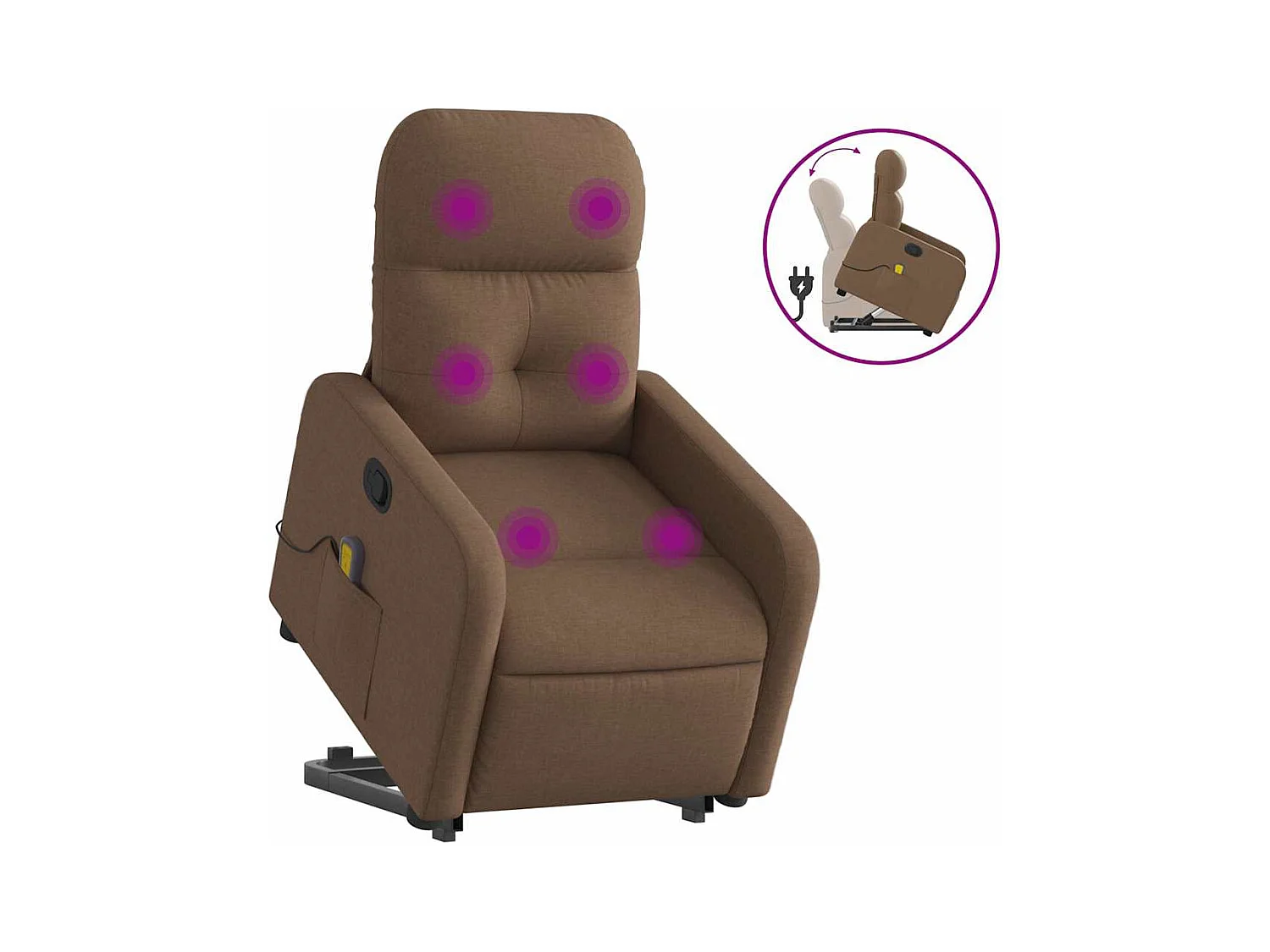 Fauteuil inclinable-Chaise de relax-Fauteuil de Massage Marron Tissu SHL3115