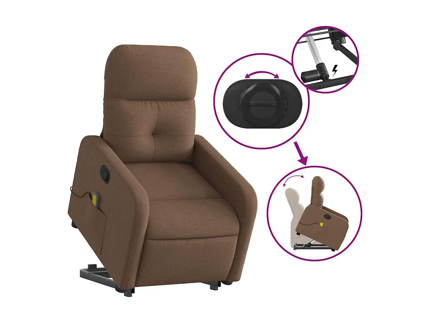 Fauteuil inclinable-Chaise de relax-Fauteuil de Massage Marron Tissu SHL3115