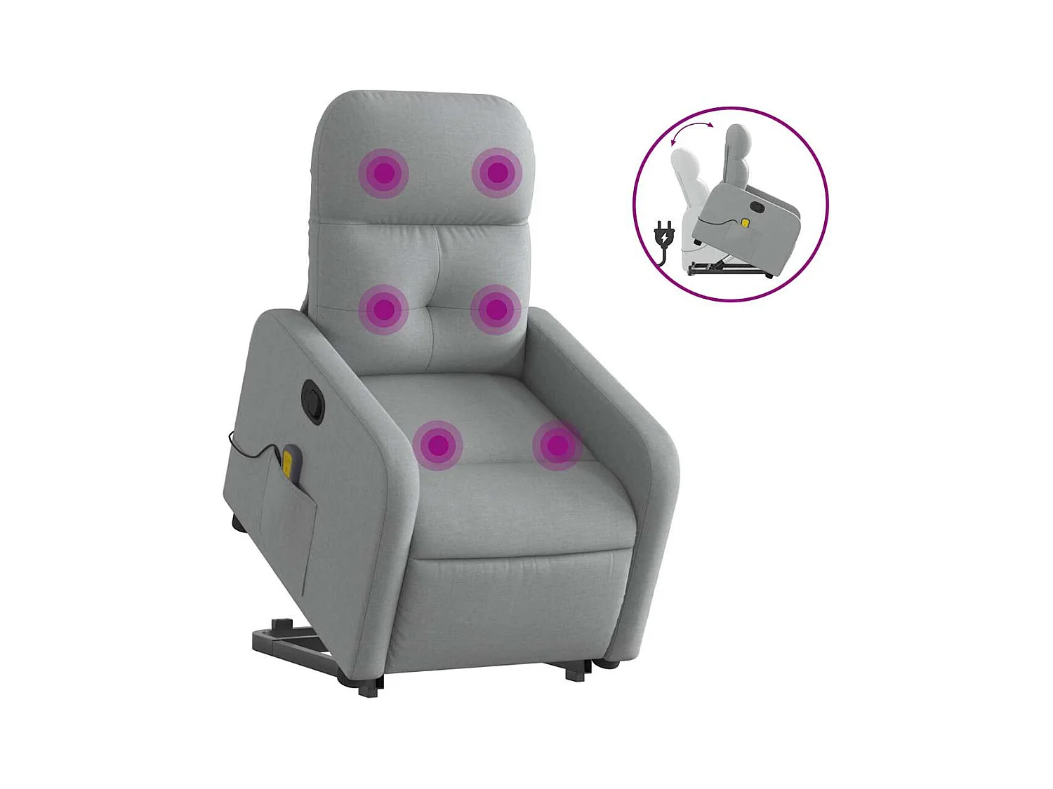 Fauteuil inclinable-Chaise de relax-Fauteuil de Massage Gris clair Tissu SHL2343