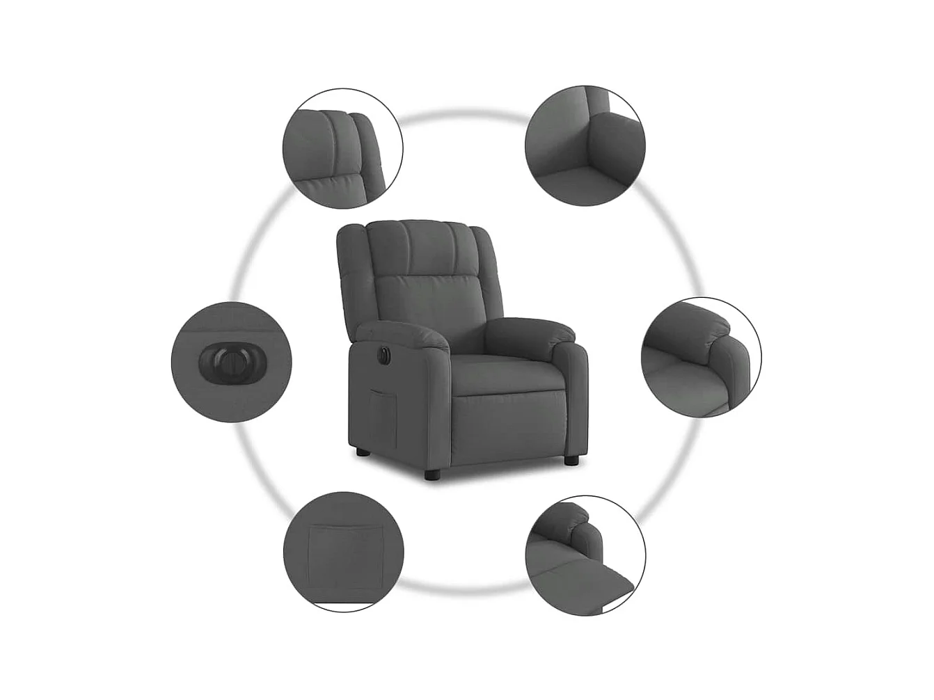 Sillón de relax | Silla | Sillón reclinable eléctrico de tela gris oscuro SHL7426