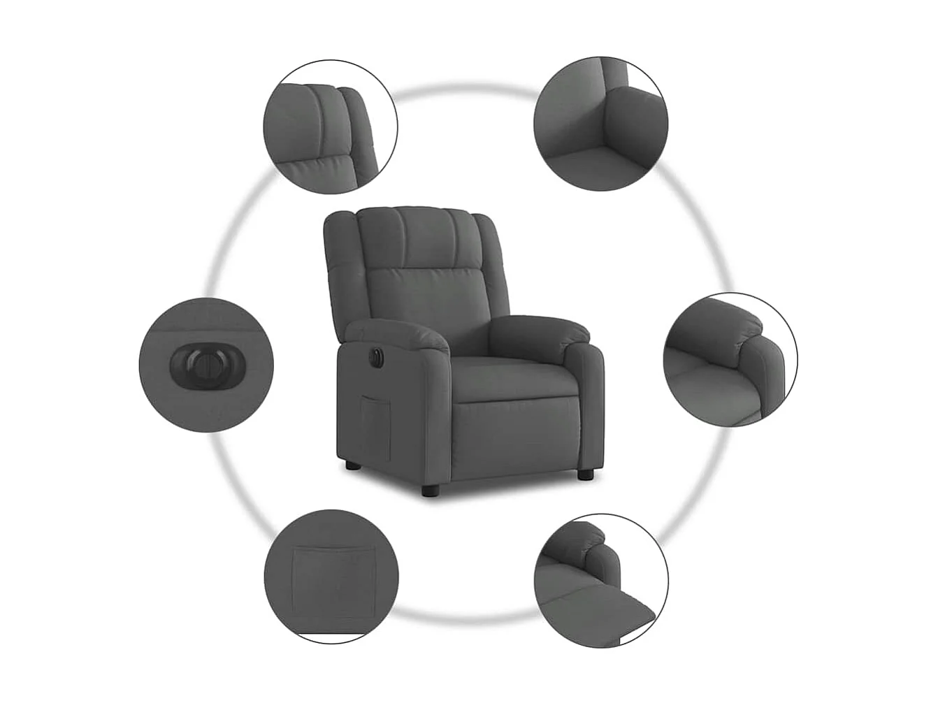 Fauteuil inclinable électrique-Chaise de relax-Fauteuil salon Gris foncé Tissu SHL2057