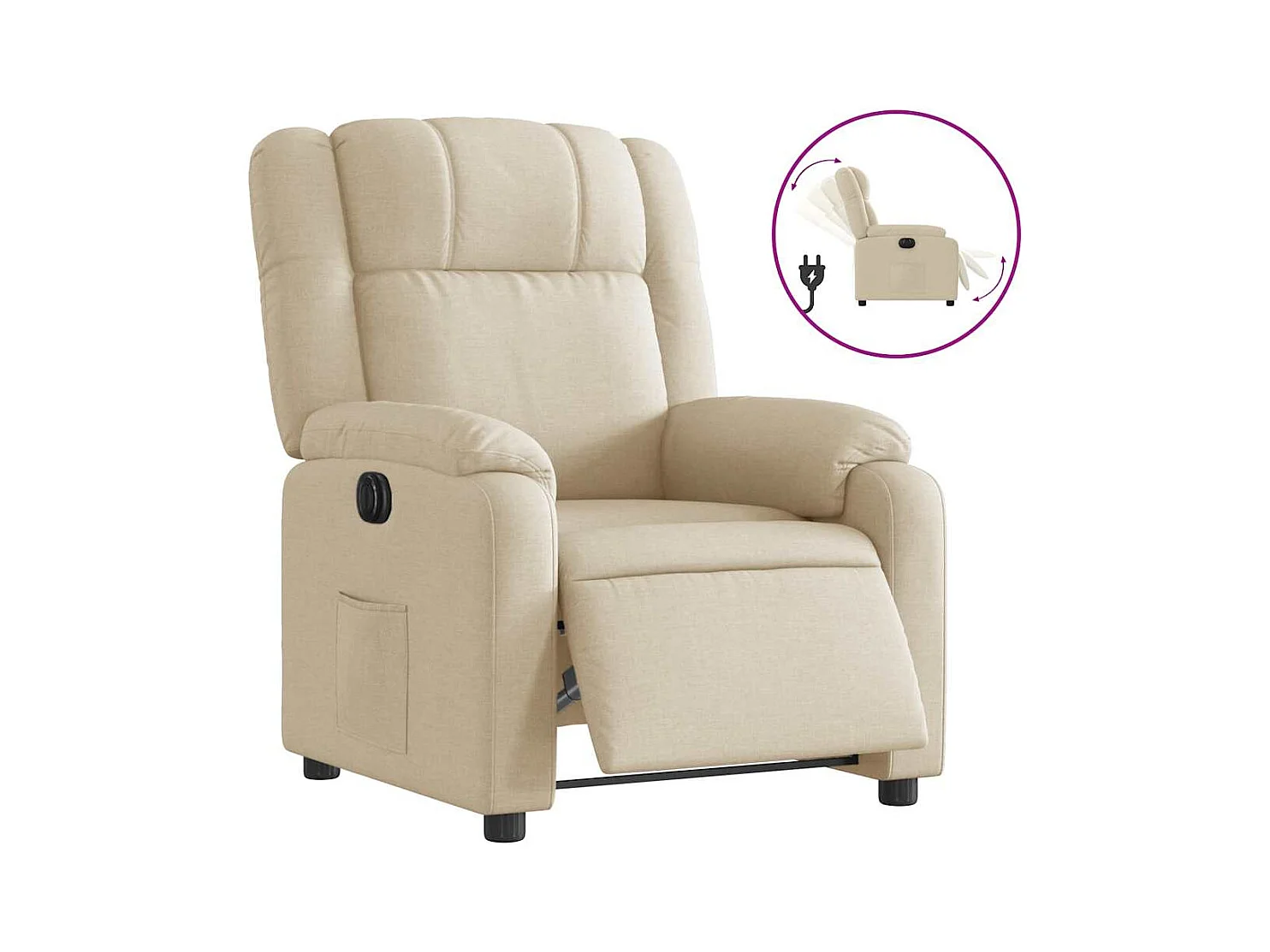 Fauteuil inclinable électrique-Chaise de relax-Fauteuil salon Crème Tissu SHL4434