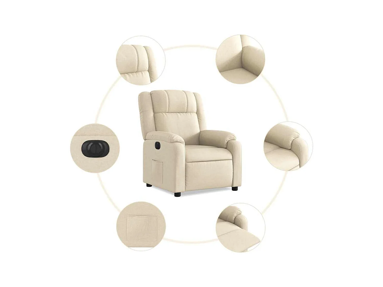 Sillón de relax | Silla | Sillón reclinable eléctrico de tela crema SHL3466