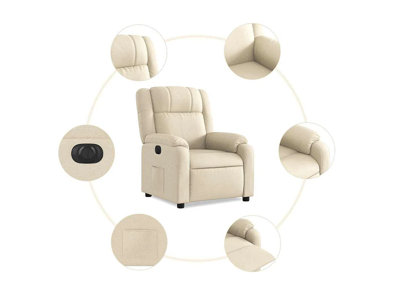 Relaxsessel Elektrisch | Lounge Sessel indoor Creme Stoff SHL58701
