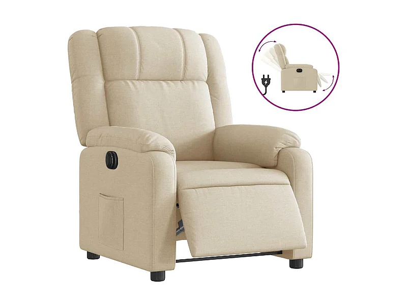 Fauteuil inclinable électrique-Chaise de relax-Fauteuil salon Crème Tissu SHL4434