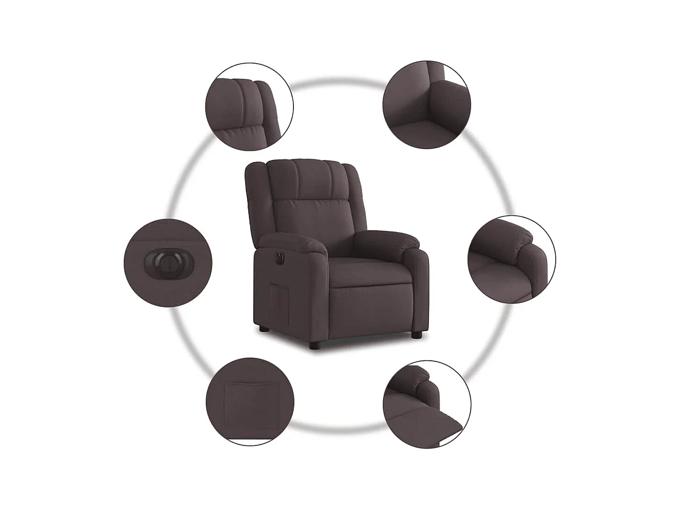 Sillón de relax | Silla | Sillón reclinable eléctrico tela marrón oscuro SHL3253