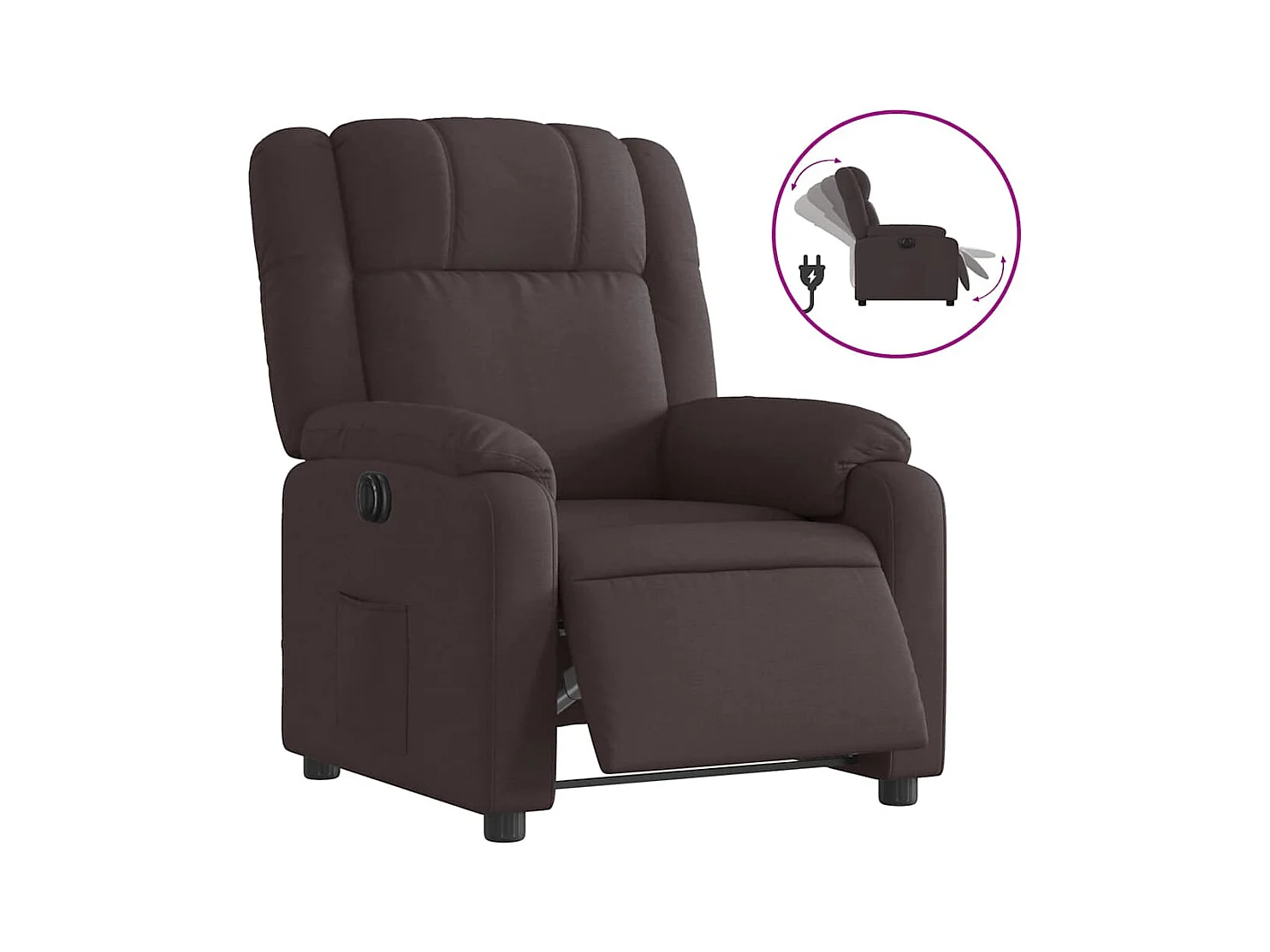 Fauteuil inclinable électrique-Chaise de relax-Fauteuil salon Marron foncé Tissu SHL937