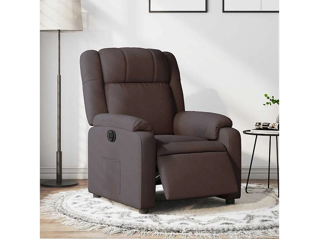 Fauteuil inclinable électrique-Chaise de relax-Fauteuil salon Marron foncé Tissu SHL937