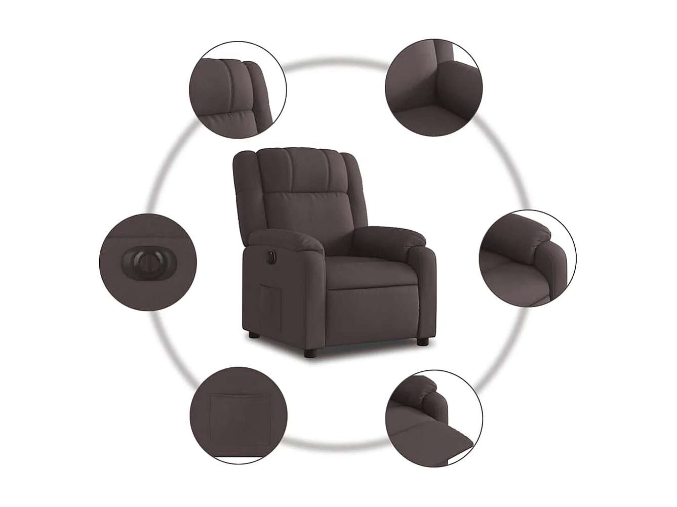 Fauteuil inclinable électrique-Chaise de relax-Fauteuil salon Marron foncé Tissu SHL937
