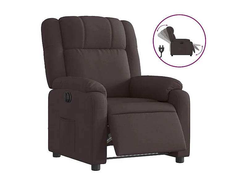 Fauteuil inclinable électrique-Chaise de relax-Fauteuil salon Marron foncé Tissu SHL937