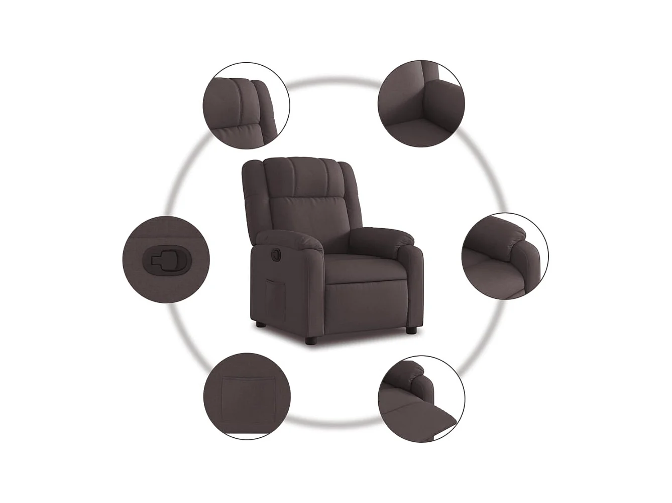 Sillón de relax | Silla | Sillón reclinable de tela marrón oscuro SHL2178