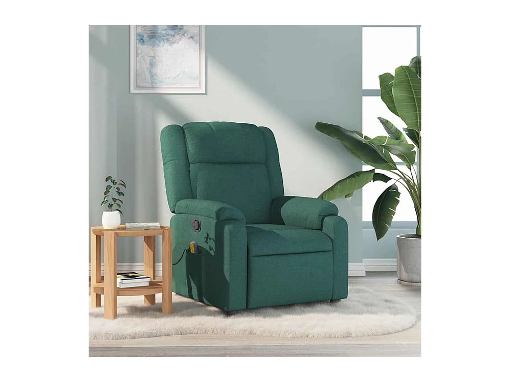 Fauteuil inclinable-Chaise de relax-Fauteuil de Massage Vert foncé Tissu SHL2521