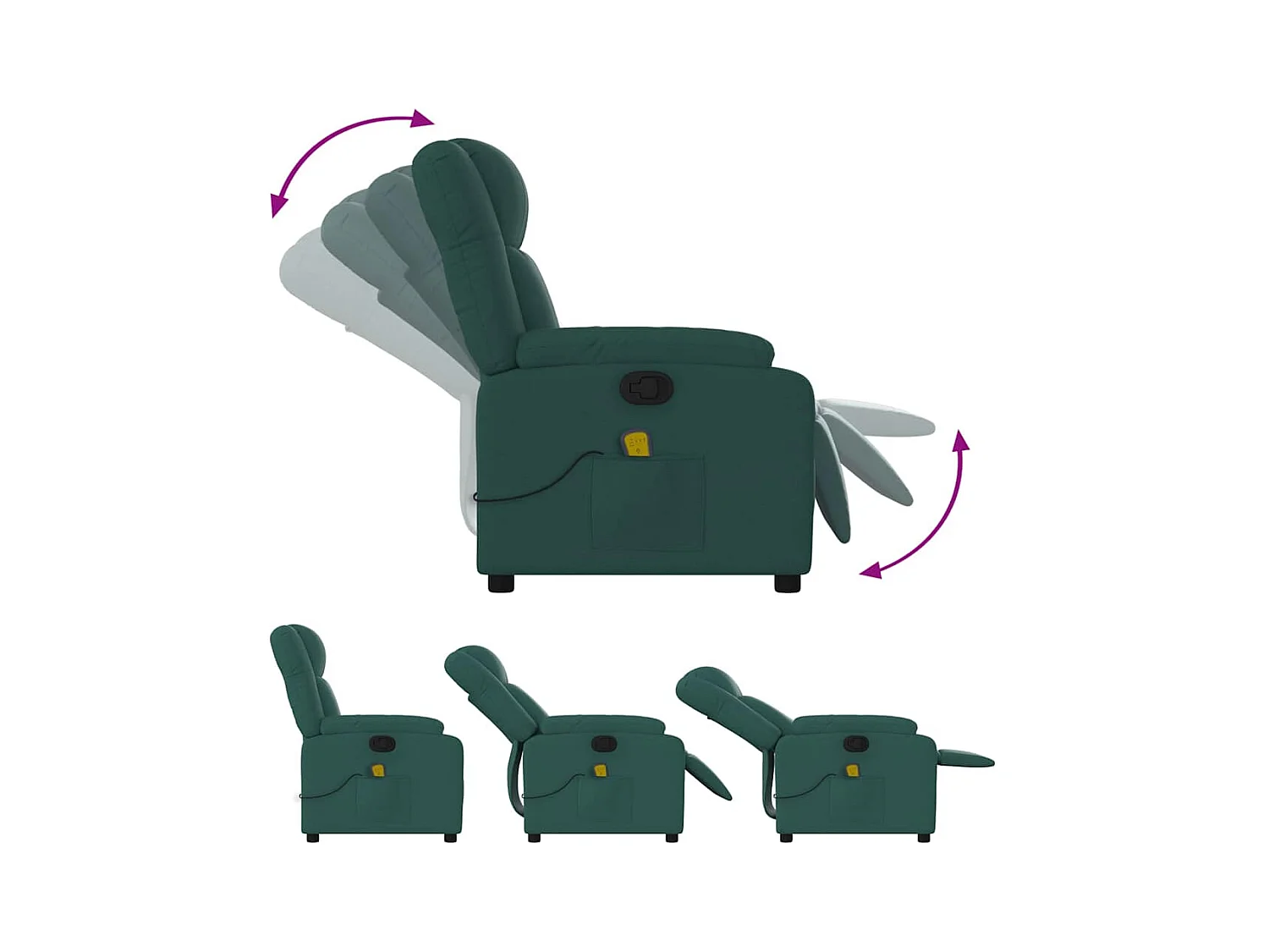 Sillón de salón | Silla | Sillón de masaje reclinable de tela verde oscuro SHL7613