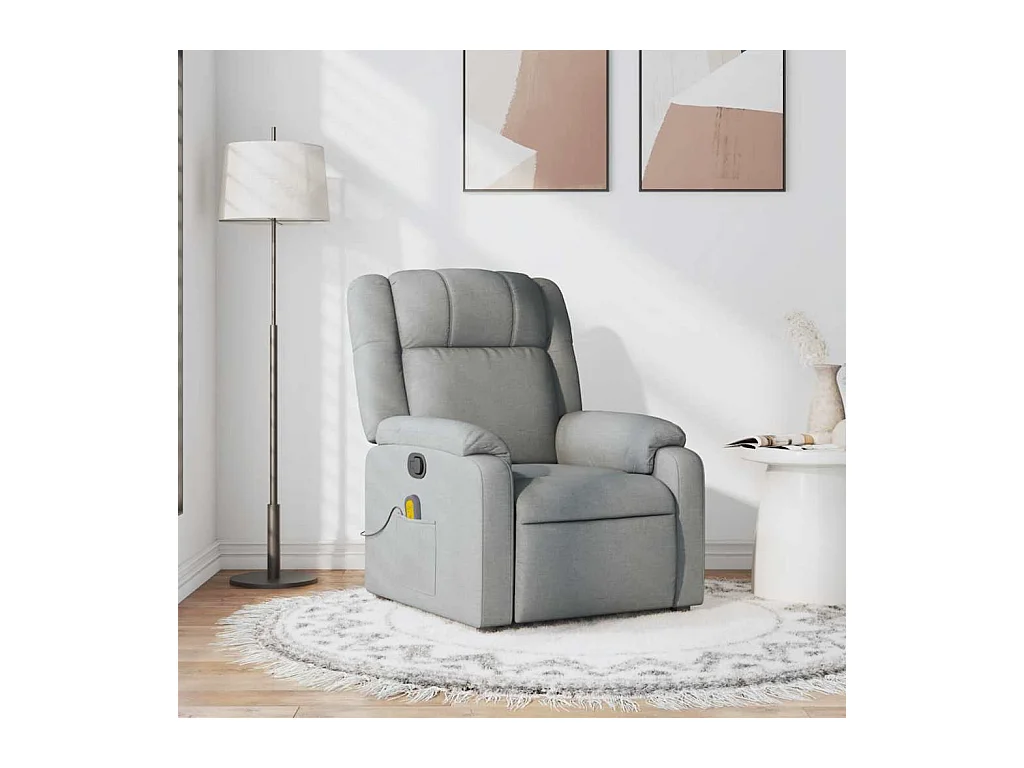 Sillón de relax | Sillón reclinable de masaje de tela gris claro SHL5211