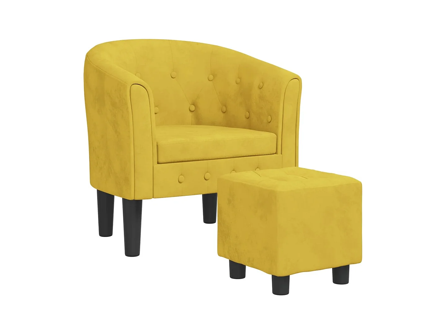 Fauteuil de salon-Fauteuil relax avec repose-pied jaune velours SHL1877