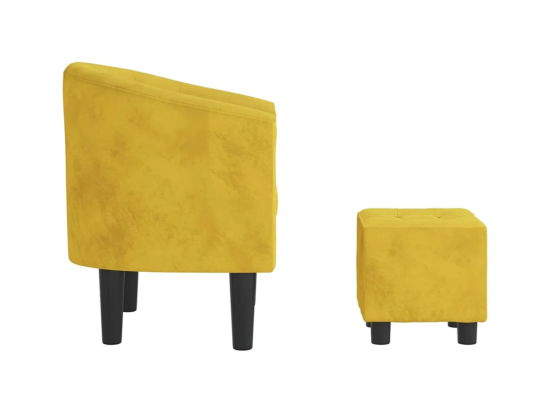Sillón de salón | Silla de relax con taburete terciopelo amarillo SHL4713