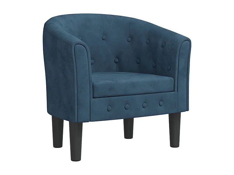 Kuipstoel | Fauteuil fluweel donkerblauw