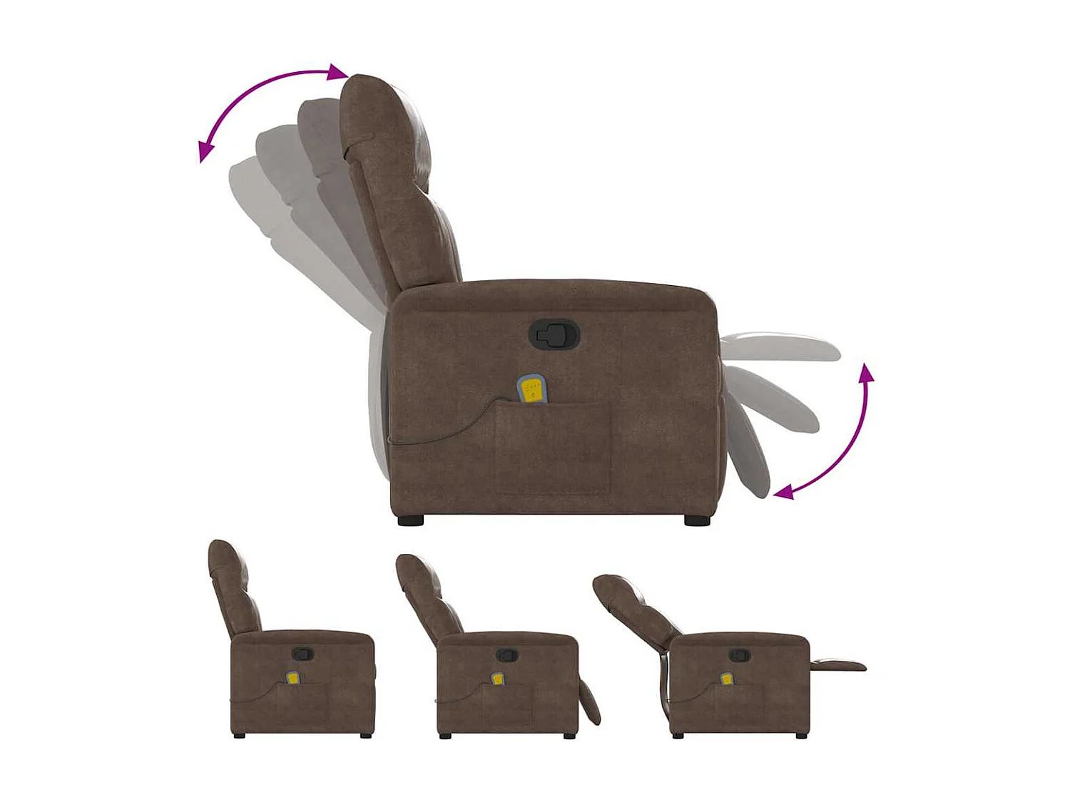 Poltrona de massagens reclinável tecido de microfibra castanho SHL404028