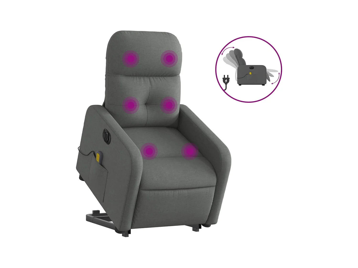 Fauteuil inclinable électrique-Chaise de relax-Fauteuil de Massage Gris foncé Tissu SHL2217
