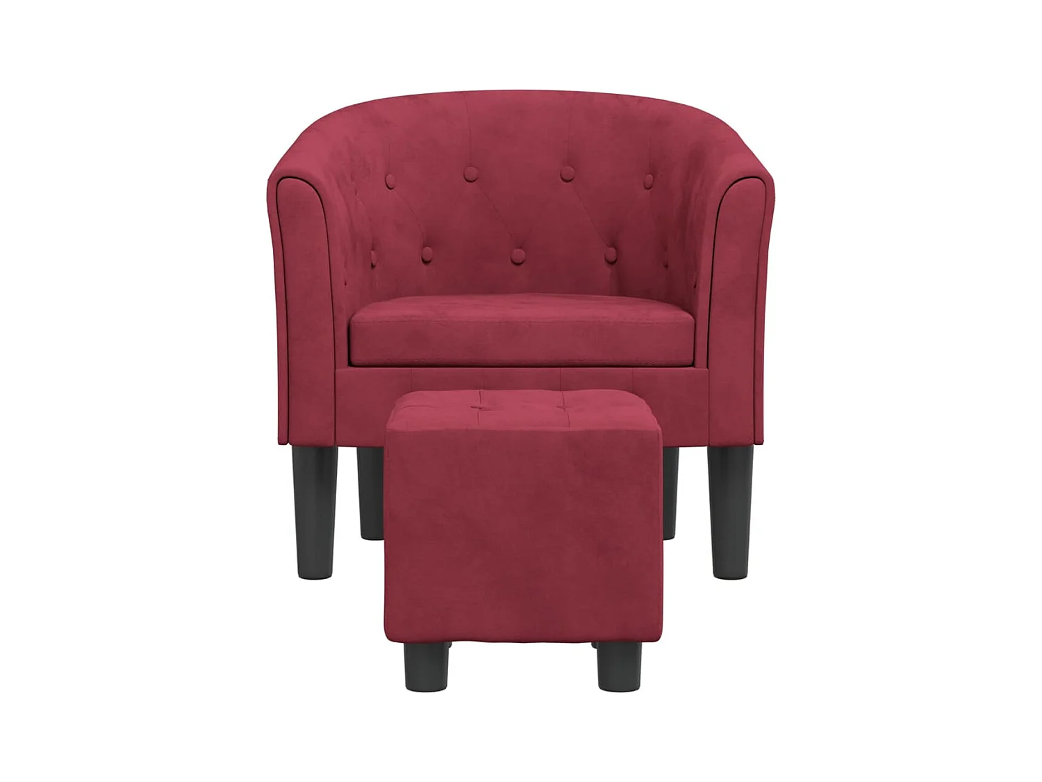 Fauteuil de salon-Fauteuil relax avec repose-pied rouge bordeaux velours SHL4113