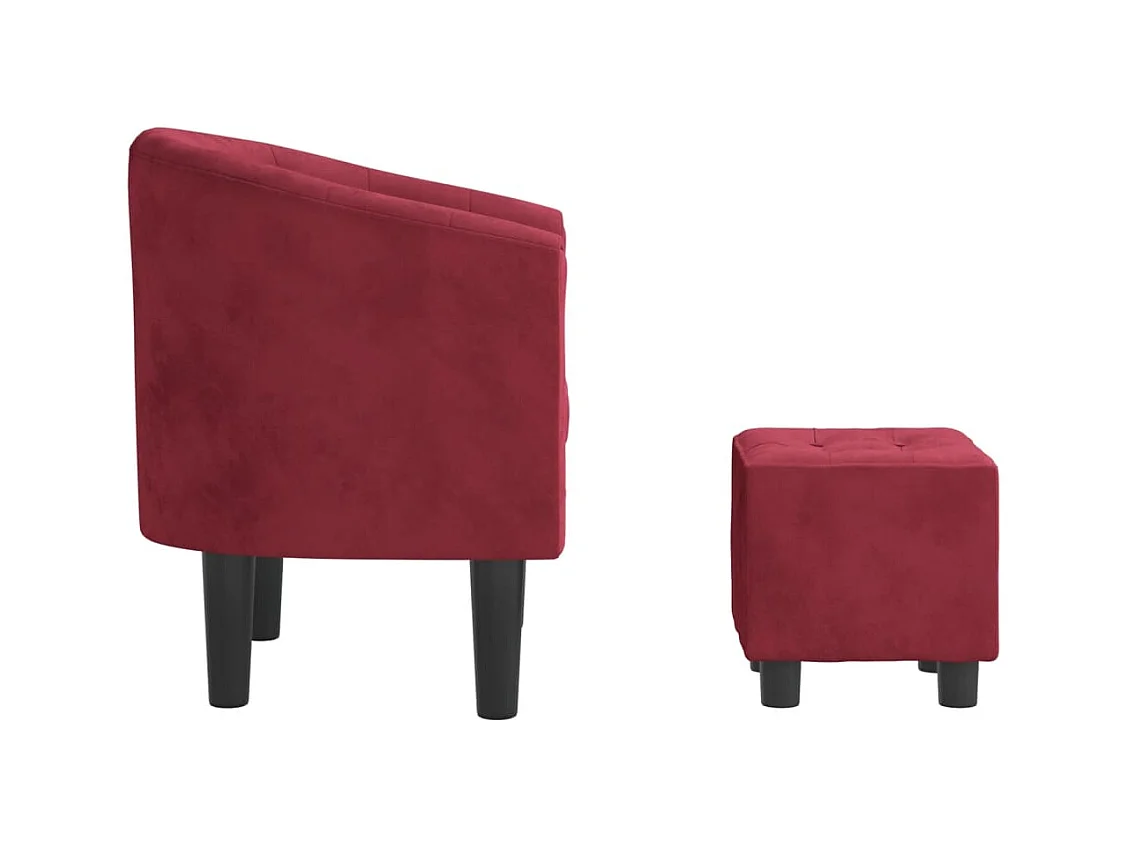 Fauteuil de salon-Fauteuil relax avec repose-pied rouge bordeaux velours SHL4113