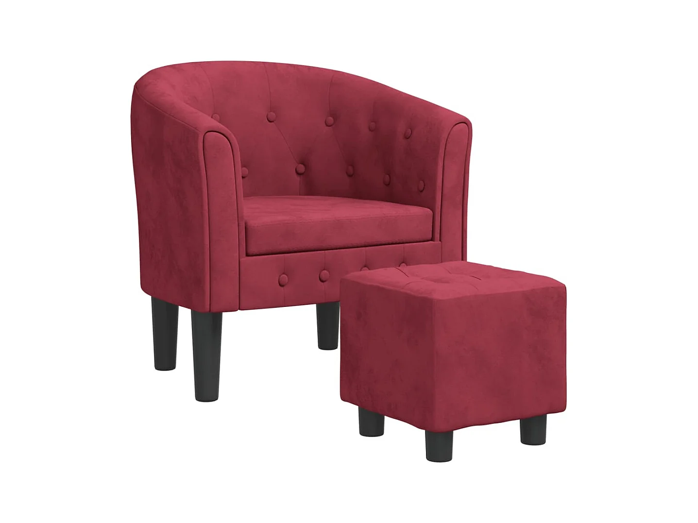 Fauteuil de salon-Fauteuil relax avec repose-pied rouge bordeaux velours SHL4113