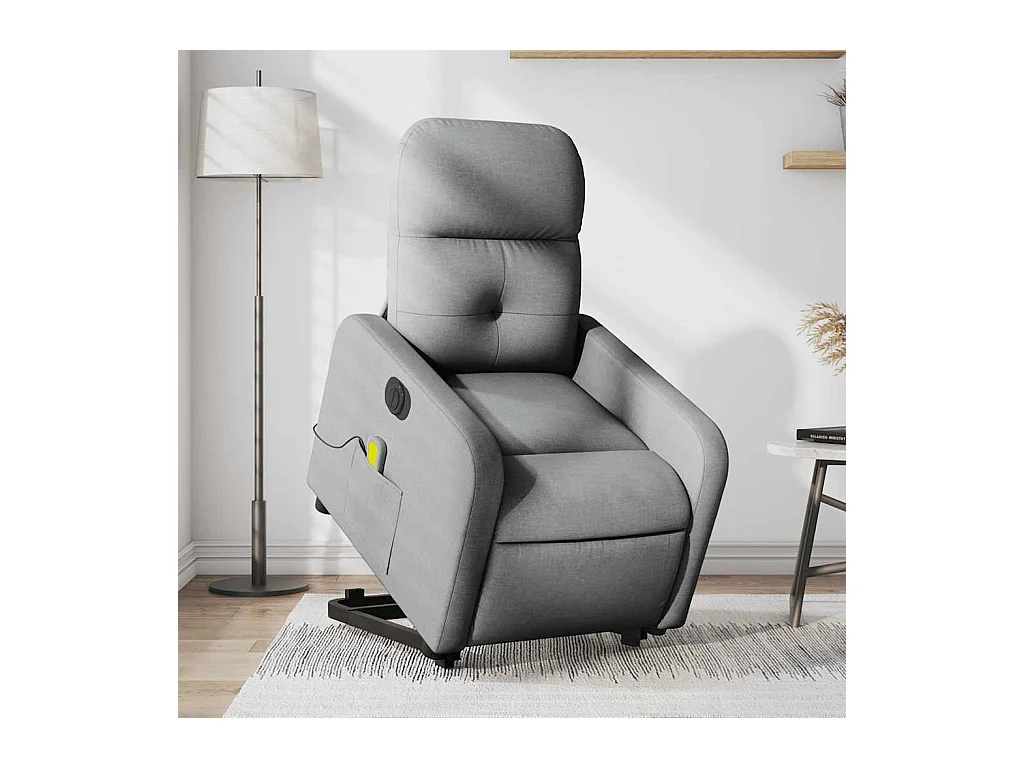 Poltrona elétrica reclinável massagens tecido cinzento-claro SHL371039