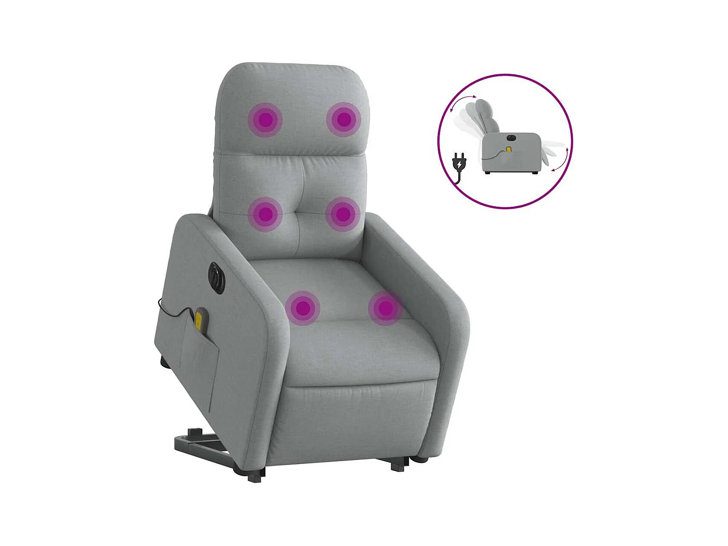 Fauteuil inclinable électrique-Chaise de relax-Fauteuil de Massage Gris clair Tissu SHL3829