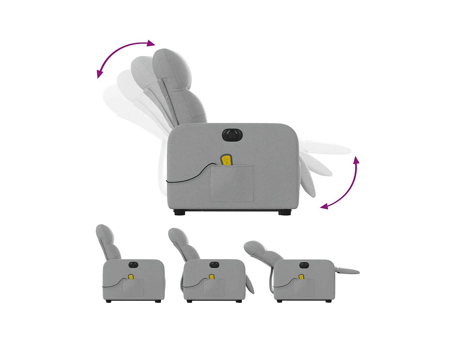 Sillón de salón | Silla | Sillón de masaje eléctrico reclinable elevable tela gris claro SHL6193