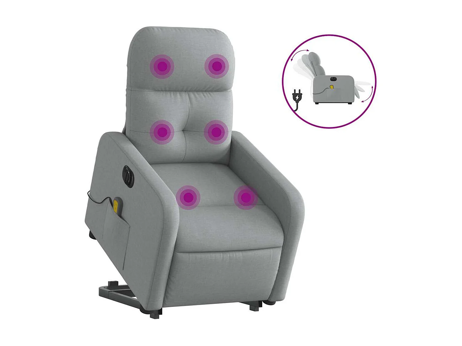 Fauteuil inclinable électrique-Chaise de relax-Fauteuil de Massage Gris clair Tissu SHL3829