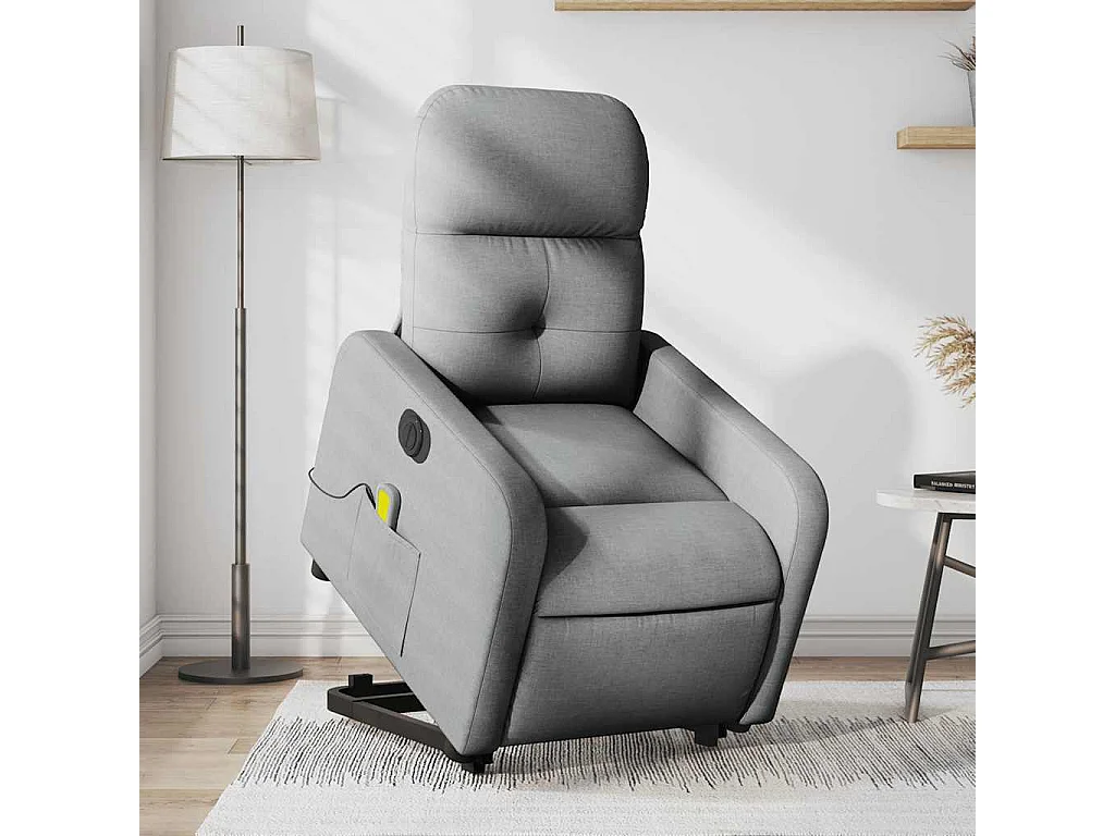 Fauteuil inclinable électrique-Chaise de relax-Fauteuil de Massage Gris clair Tissu SHL3829