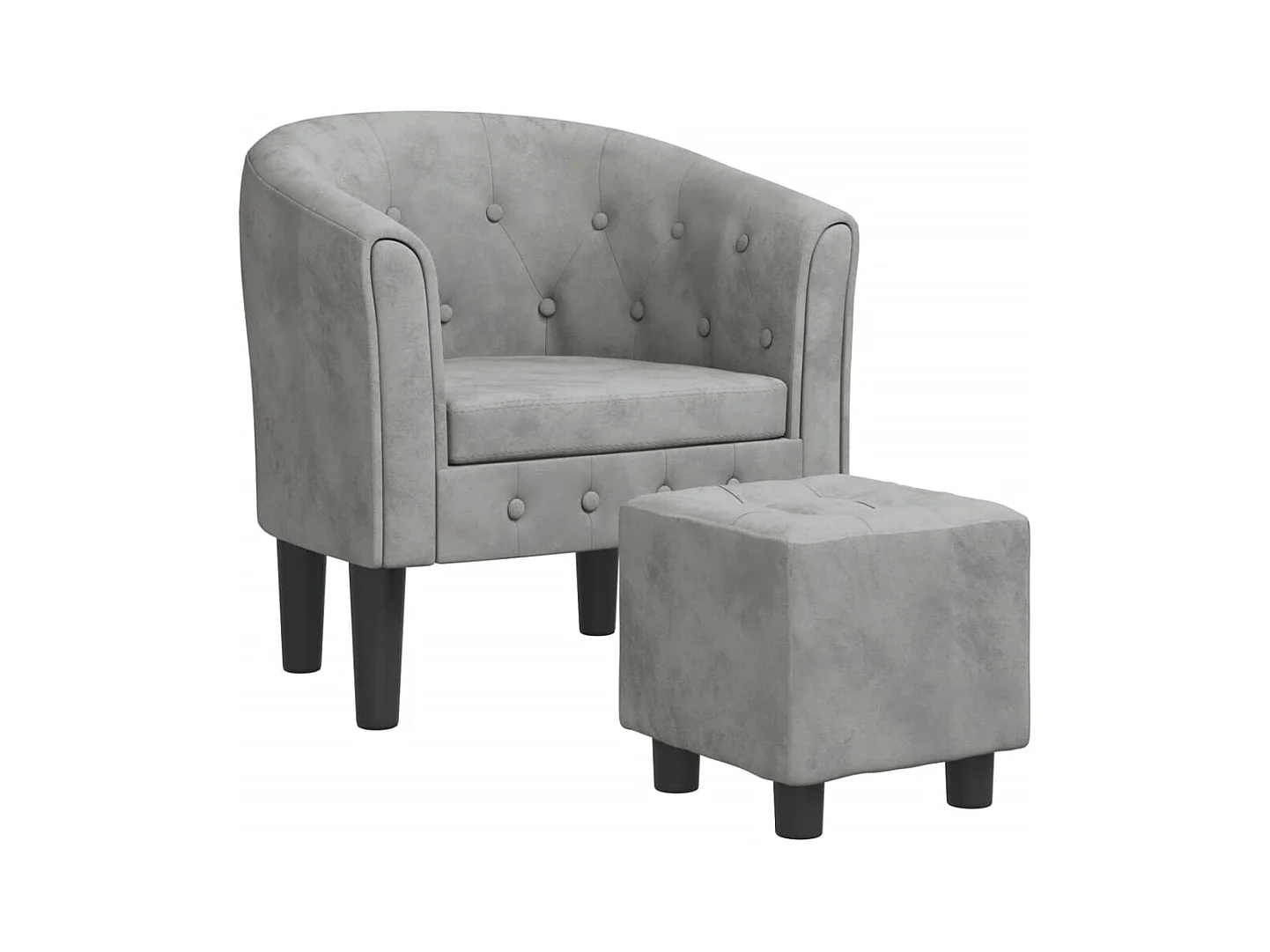 Fauteuil de salon-Fauteuil relax avec repose-pied gris clair velours SHL2895