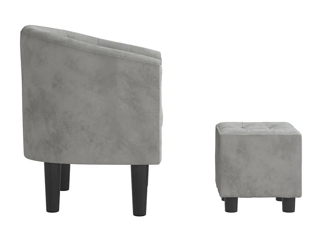 Sillón de salón | Silla de relax con taburete terciopelo gris claro SHL7736