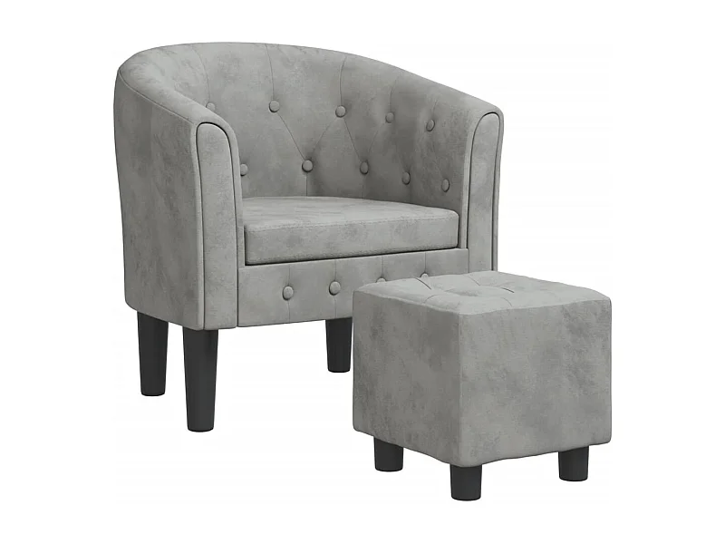 Fauteuil de salon-Fauteuil relax avec repose-pied gris clair velours SHL2895
