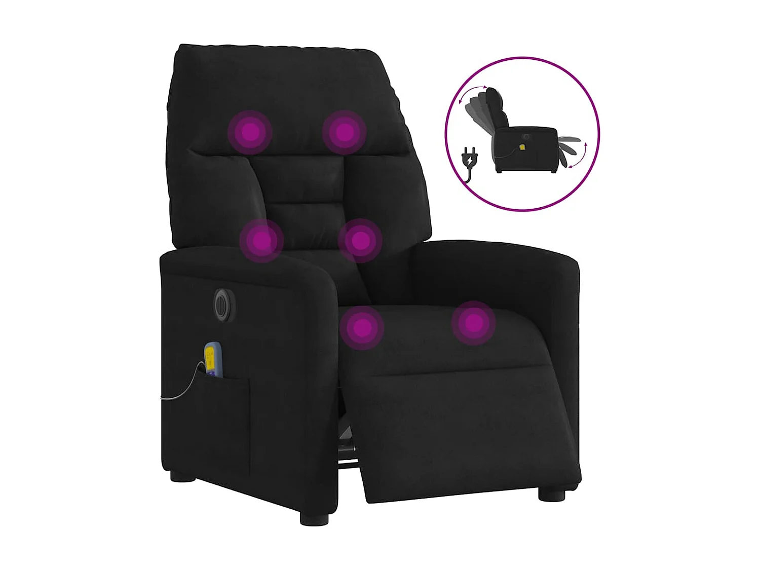 Massagestoel | Relaxstoel elektrisch verstelbaar microvezelstof zwart