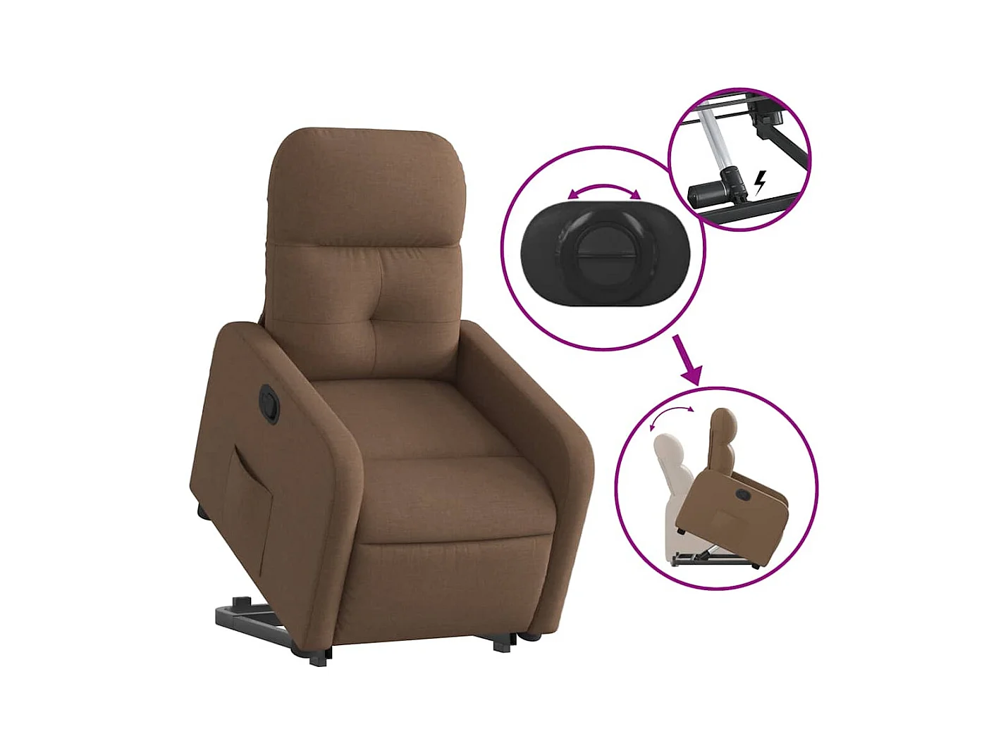 Sillón de relax | Silla | Sillón reclinable elevable de tela marrón SHL8688