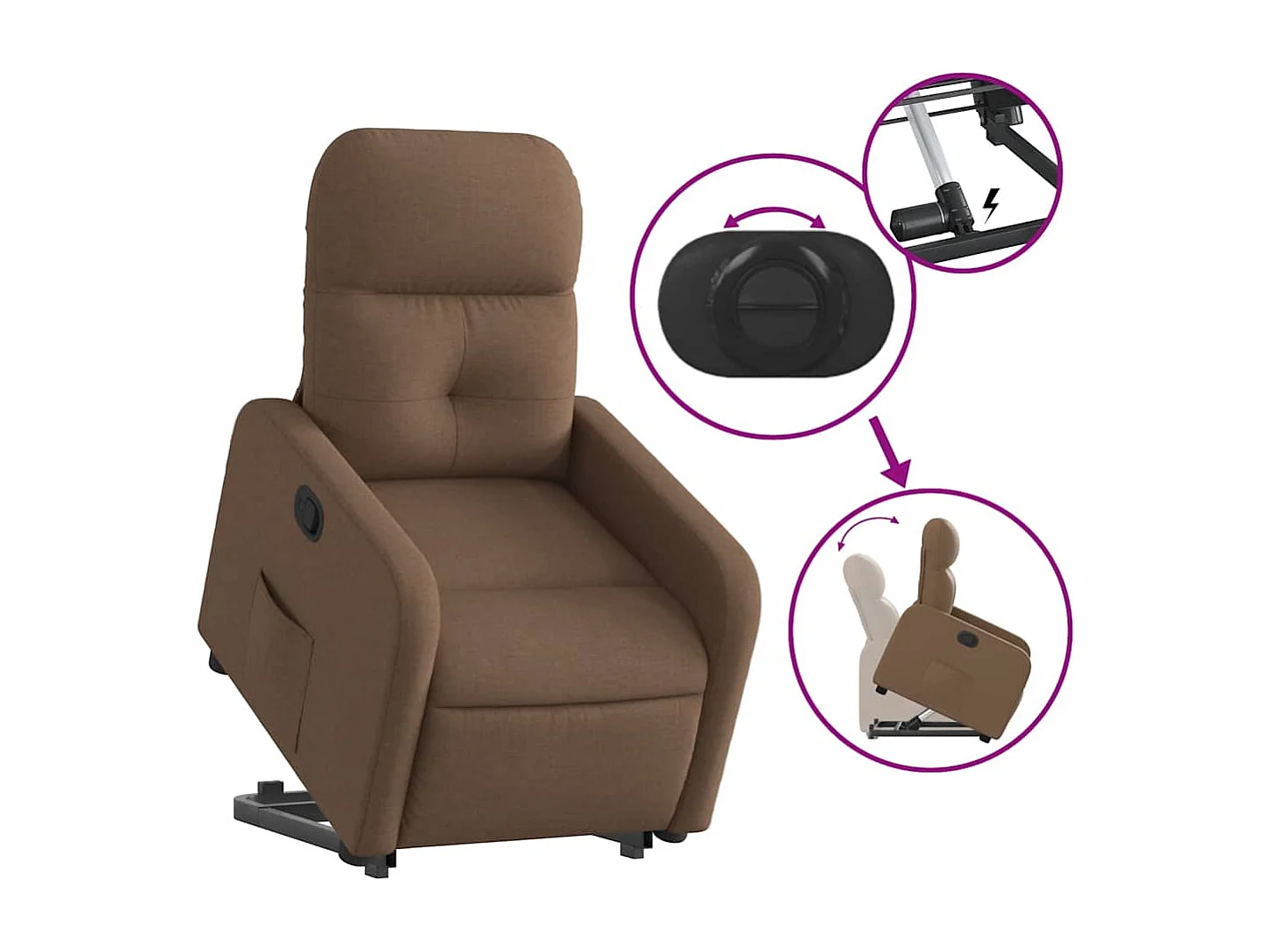Fauteuil inclinable-Chaise de relax-Fauteuil TV Marron Tissu SHL1048