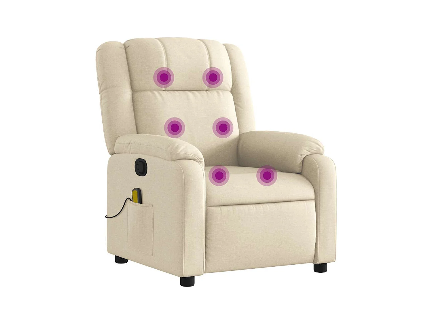 Fauteuil inclinable-Chaise de relax-Fauteuil de Massage Crème Tissu SHL3575